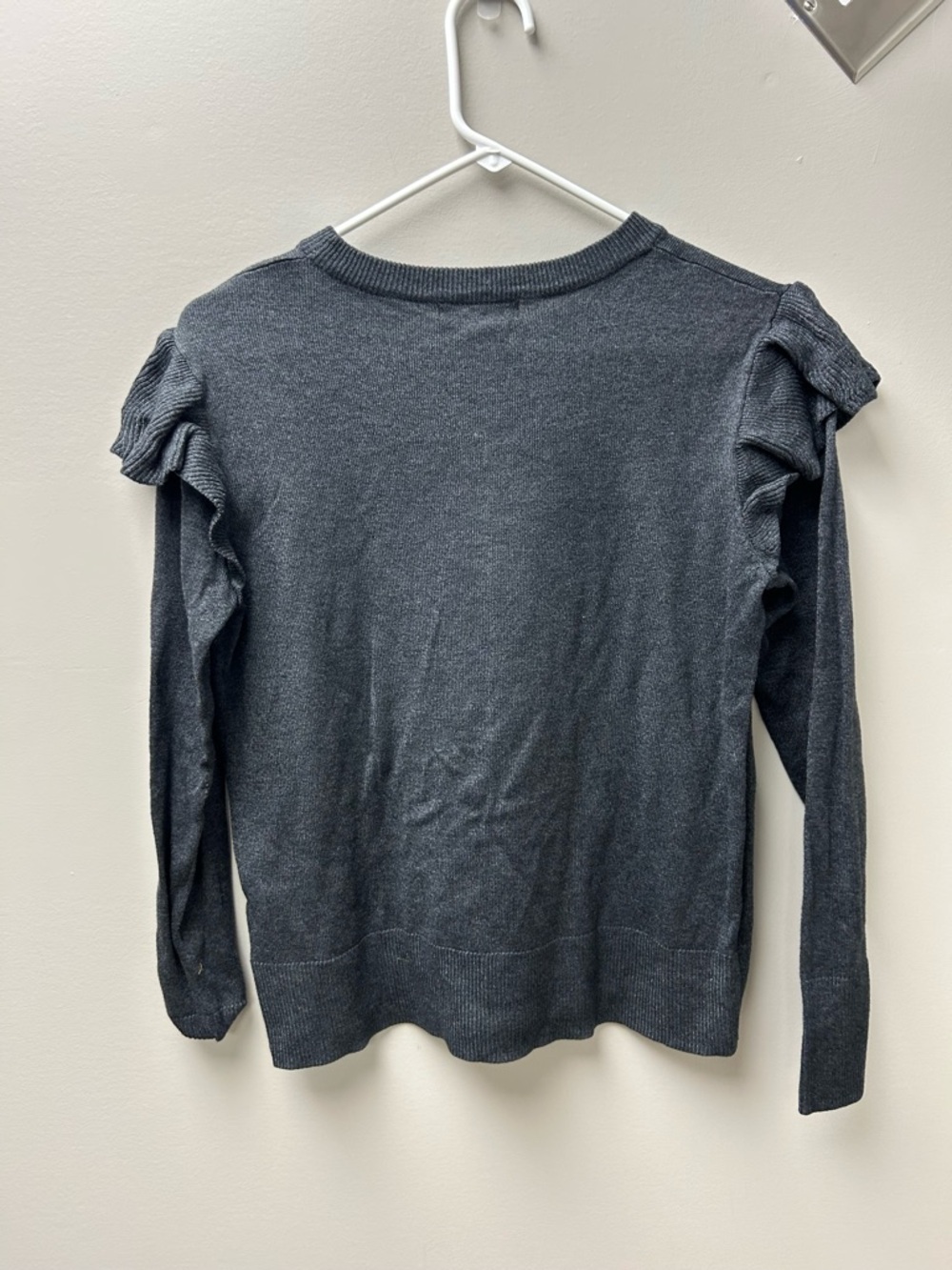 Joe Fresh Women’s Dark Grey Long Sleeve with Ruffle Shoulders - Picture 3 of 5